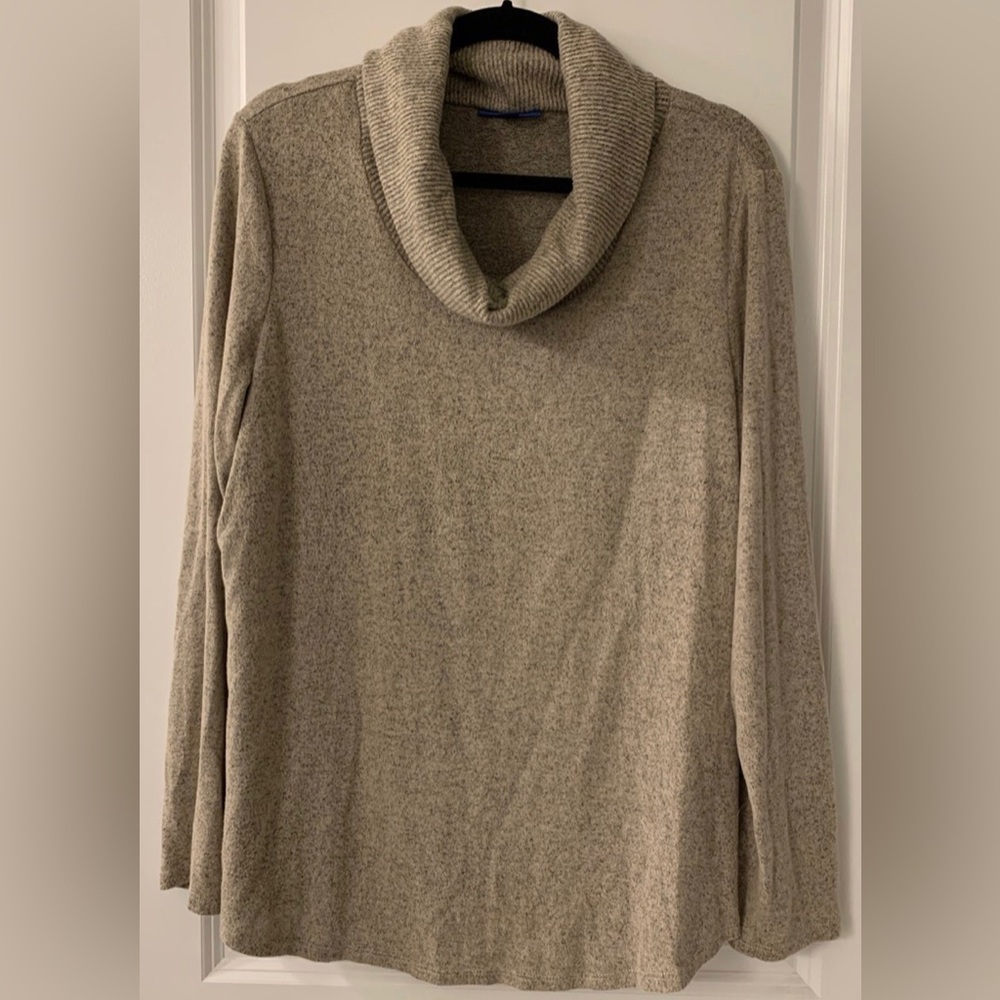 #170 - Apt. 9 Brand Pullover Long Sleeve Cowlneck Sweater, Beige Marled, Size XL